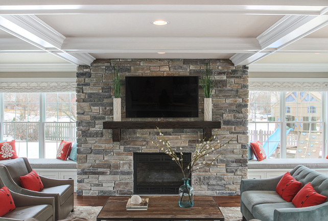 Fireplace Stone. Fireplace stone is Boral Echo Ridge Country Ledgestone. #Fireplace #FireplaceStone #LedgestoneFireplace 