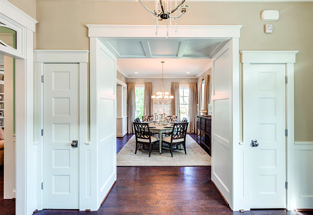 Foyer Closet Ideas. The foyer closets are subtly intergrated with the foyer millwork. #Foyer #Closet #FoyerCloset