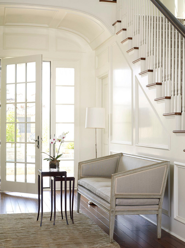 Foyer Seating Ideas. Foyer Seating. Foyer Bench. Foyer Settee. Traditional foyer with settee. #Foyer #FoyerSeating #Settee #FoyerSettee #TraditionalFoyer Kevin Spearman Design Group, Inc.