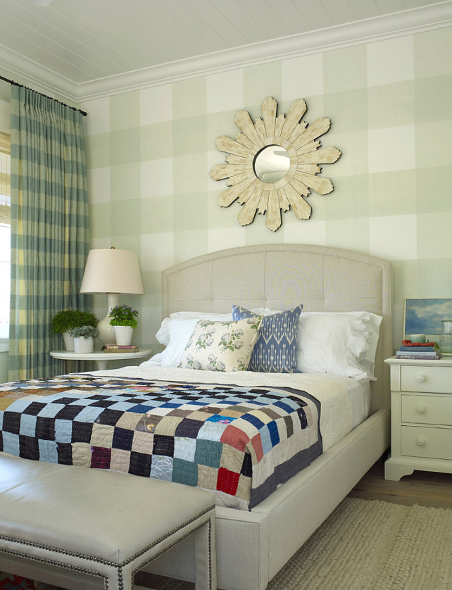 Gingham Painted Walls. The walls are painted Makaha and Designer White by Pratt & Lambert. #Pratt&LambertMakaha #Pratt&LambertDesignerWhite #Pratt&LambertPantColors #Gingham #GinghamWalls