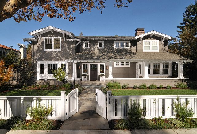 Gray exterior paint color. Gray home exterior with white trim. Gray home exterior paint color. #GrayExteriorPaintColor #GrayPaintColor #ExteriorPaintcolor FGY Architects.