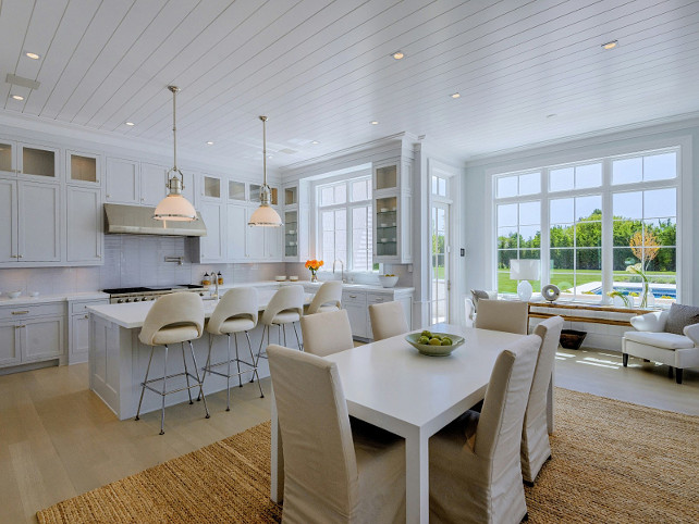 Hamptons Kitchen. White Hamptons Kitchen. Hamptons Kitchen with plank ceiling. Hamptons Kitchen Ideas. Hamptons Kitchen Design. #HamptonsKitchen Sotheby's Homes.