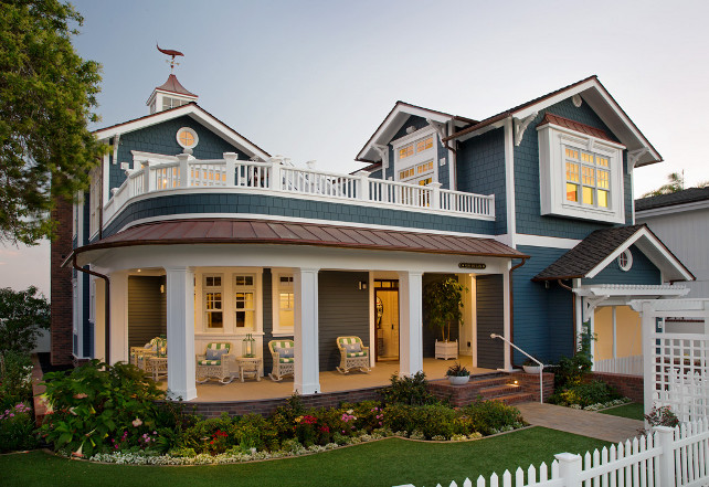 Home Exterior Paint Color Ideas. The shake siding is Pacific Blue by Allura. #HomeExterior #PaintColor Flagg Coastal Homes