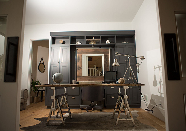 Home Office. Charcoal Cabinet. Home Office with Charcoal Gray Cabinets. #CharcoalGray #Charcoal #Cabinet #HomeOffice Hahn Builders.