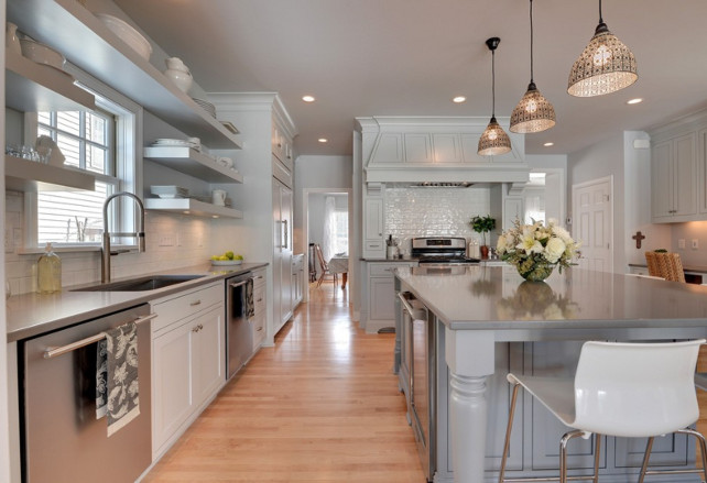 Pale Gray Kitchen Cabinet Layout. #KitchenCabinetLayout Revision LLC.
