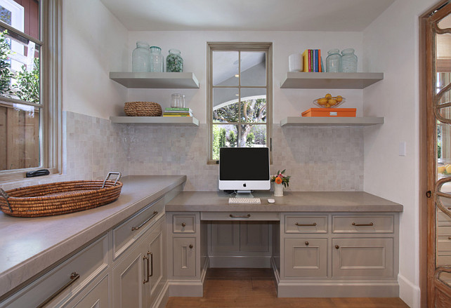 Kitchen Office Ideas. Kitchen Desk. This home office is just off the kitchen. #Kitchen #HomeOffice #KitchenOffice #KitchenDesk