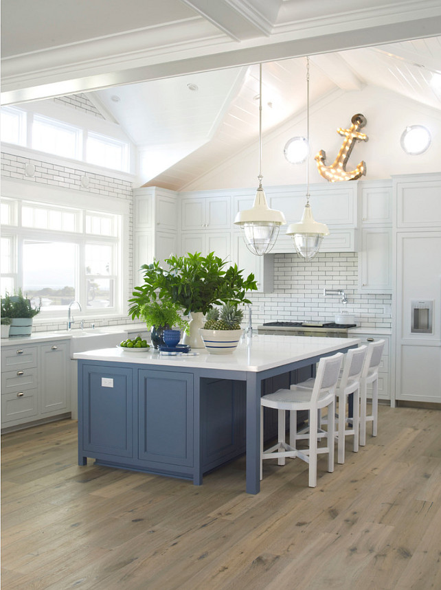 Kitchen Paint Color. Kitchen Cabinet Paint Color. Kitchen Island Paint Color. The kitchen island is painted Symphony Blue by Pratt & Lambert. #Kitchen #KitchenPaintColor