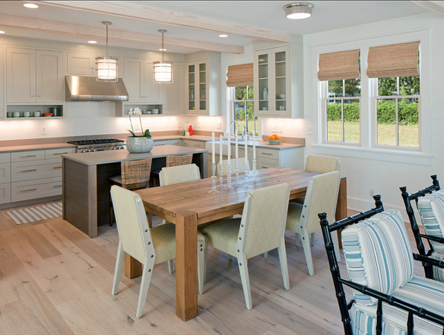 Kitchen. Gray Kitchen Ideas. Small Kitchen with Gray Cabinets. The pendants above island are the "Ralph Lauren Andover Pendant". #KItchen #SmallKitchen #GrayKitchen #GrayKitchenDesign