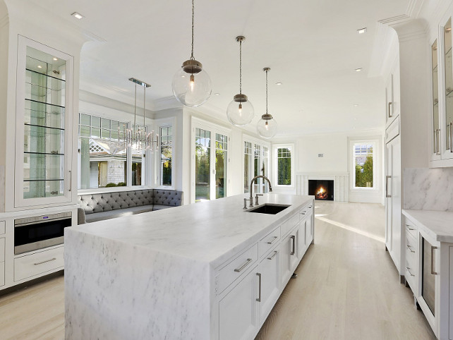 Sherwin Williams SW 7005 Pure White. #SherwinWilliamsSW7005PureWhite Kitchen. Kitchen Design. Kitchen island. Kitchen cabinet, Kitchen Lighting. Kitchen Nook. Kitchen Flooring #Kitchen