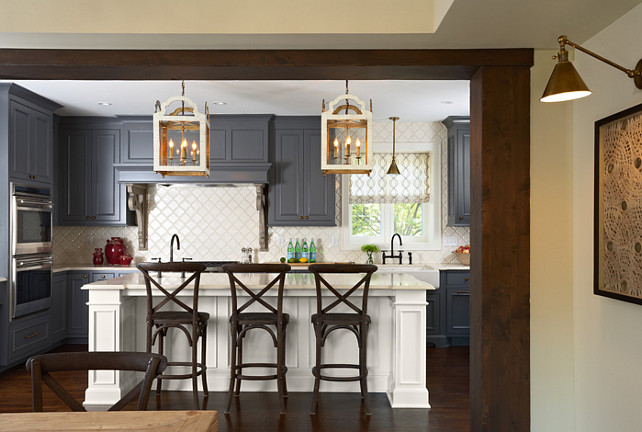 Ktchen. Charcoal Kitchen with White Island. #Charcoal #Kitchen #White #Island Designed by Sarah Nardi of Elsie Interior.