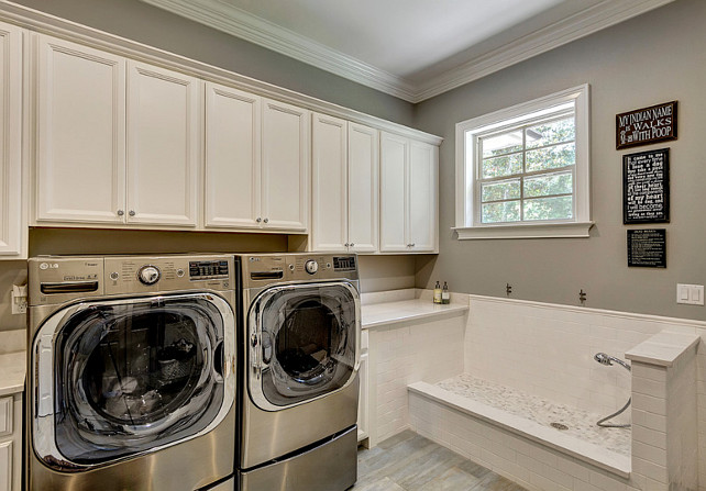 Laundry Room with Dog Bath. Laundry Room with dog wash area. #LaundryRoom #DogBath #DogBathLaundryRoom Tidwell Homes