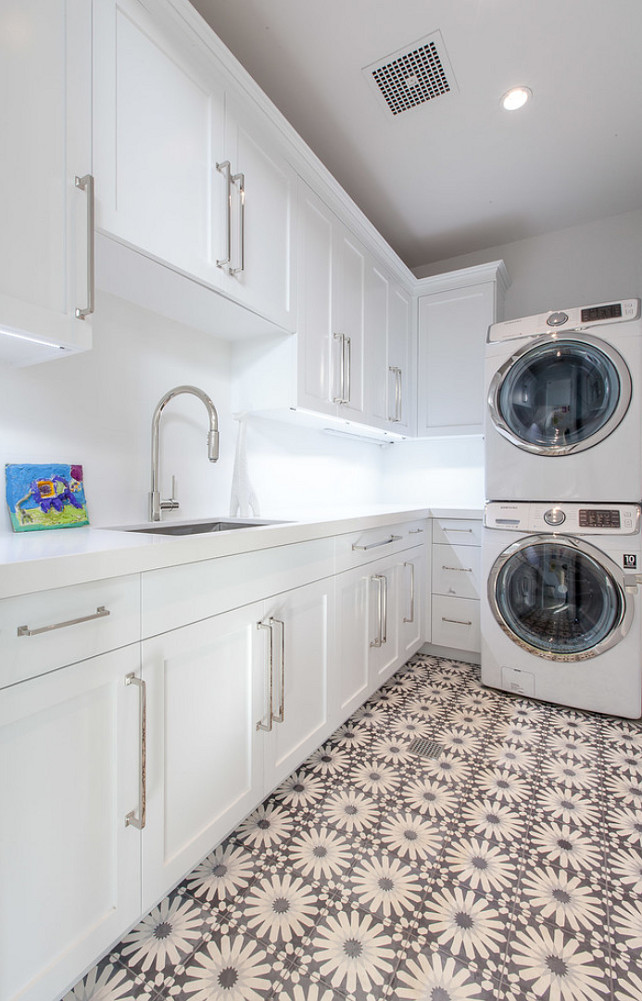 Laundry Room. Flooring Laundry Room. Laundry Room Flooring Ideas. Laundry Room Tile Flooring Ideas. #LaundryRoom #LaundryRoomFlooring #Flooring #Tiles White Picket Fence, Inc.