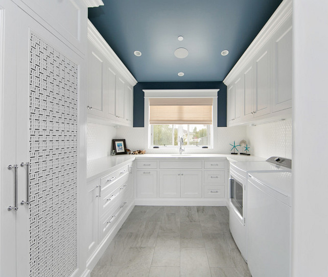Laundry room painted ceiling. Laundry room with painted ceiling. Painted ceiling laundry room. #laundryroom #paintedceiling #paintedceilingiceas #paintedceilingpaintcolor Brandon Architects, Inc.