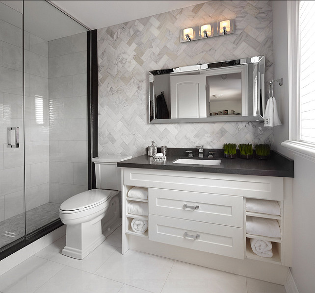 Herringbone Pattern Bathroom Design. This is a bathroom design that 