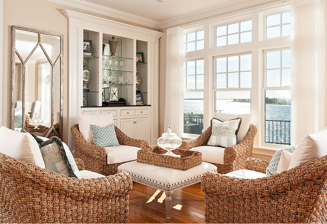 Living Room Wicker Chairs. Beach house living room with wicker chairs. #Wicker #Chairs #LivingRoom Casabella Home Furnishings & Interiors.