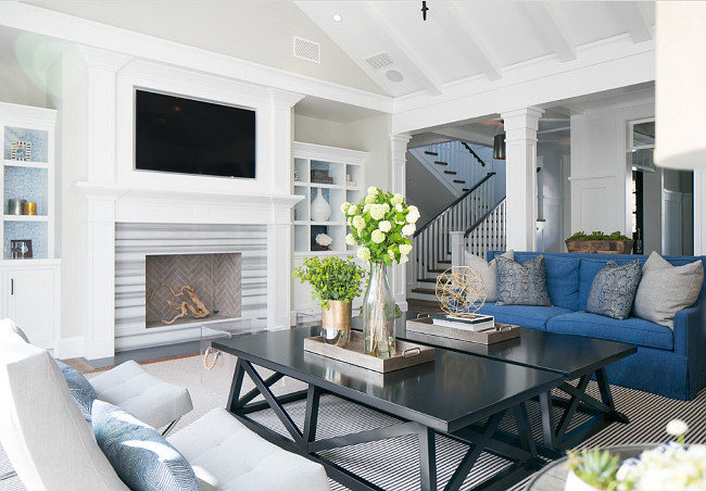 Living Room with Two Coffee Tables. Transitional living room with Two Coffee Tables. #Livingroom #TwoCoffeeTables Brooke Wagner Design.