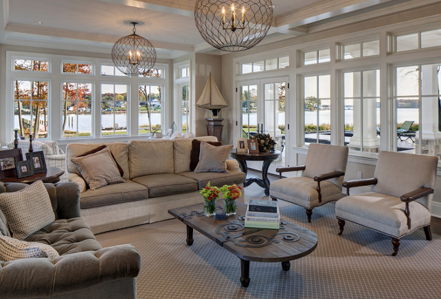 Living Room. Coastal Living Room with neutral decor. #LivingRoom Hammond Wilson Architects.