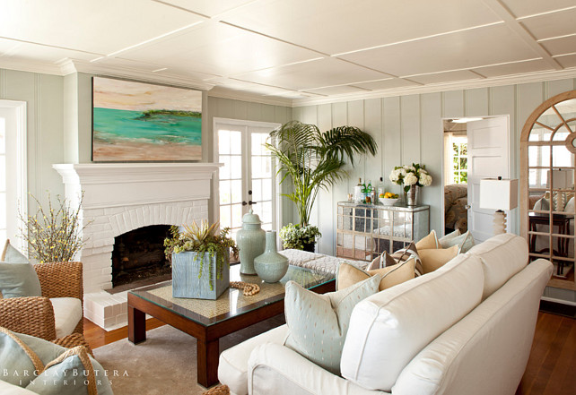 Living Room. Living Room Layout. Small Living Room Furniture Layout. Living Room Color Palette. Living Room Coastal Color Scheme. Living Room Painted Brick Fireplace. #LivingRoom Barclay Butera Interiors