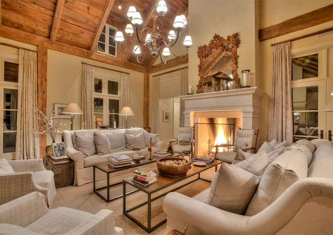 Living room. Neutral Living room. Neutral French Country living room with linen sofas and neutral paint color. #Livingroom #NeutralLivingroom Sotheby's Homes Canada.