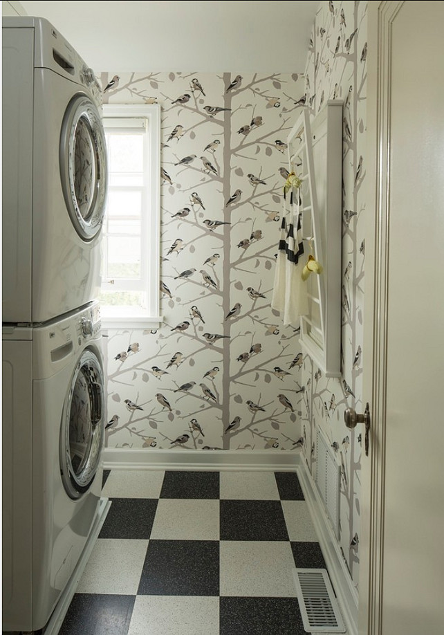 Sarah Richardson's Bird Wallpaper. The bird Wallpaper Sarah Richardson used once in a bathroom is the "A-twitter in winter by Schumacher". #SarahRichardson #Wallpaper #BirdWallpaper #ATwitterWallpaper