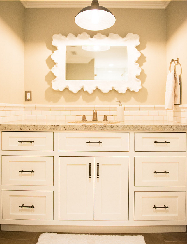 Bathroom Vanity Paint Color. The vanity paint is Behr Ultra Pure White. #Bathroom #PaintColor #Behr #UltraPureWhite