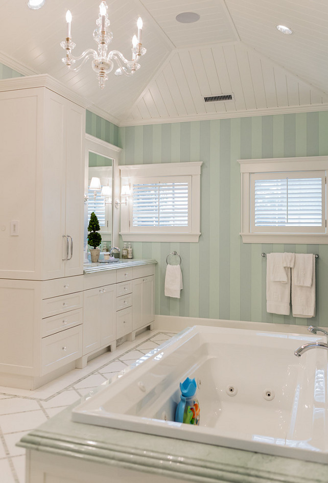 Mint Green Bathroom. Mint Green and White Bathroom. Mint Green Master Bathroom. #MintGreen #Bathroom Brookes and Hill Custom Builders.
