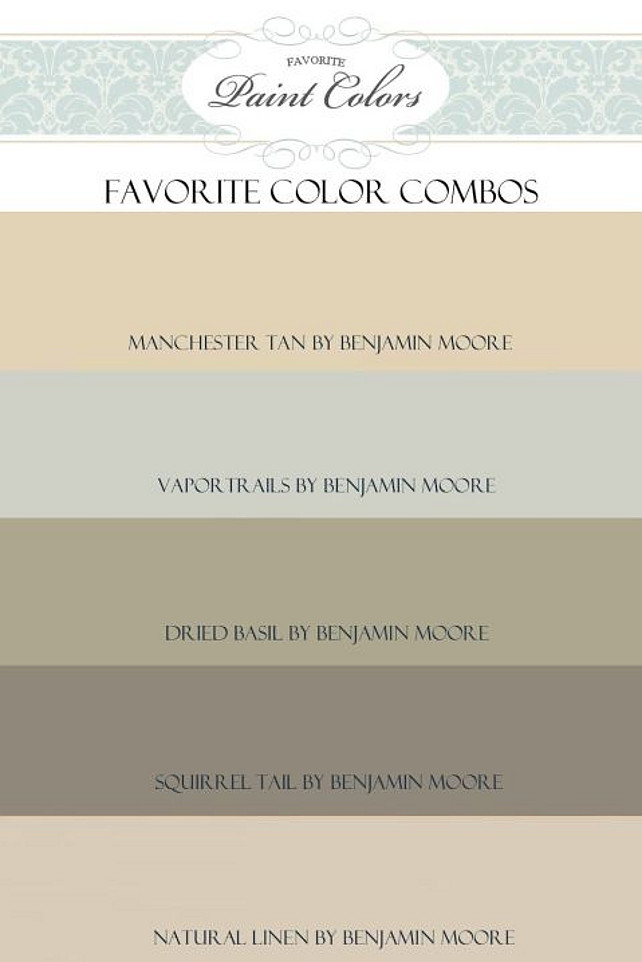 Paint Color Combos. Favorite Color Palette Combos. #ColorPalette #FavoriteColorCombos Via Favorite Paint Colors Blog.