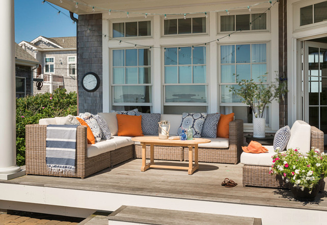 Patio Furniture Ideas. Outdoor sofa sectional is the Kingsley Bate Sag Harbor Sectional. #PatioFurniture #patio Kate Jackson Design