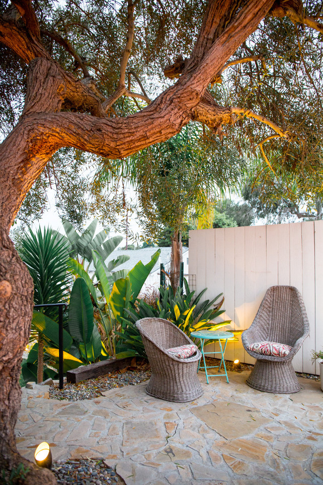 Patio. Backyard patio under oak tree. #Patio #OakTree Brit Solie.