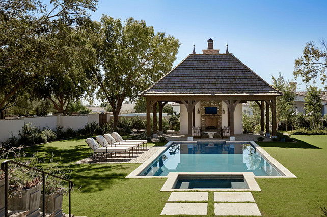 Pool Backyard. Pool Backyard and Pool House. #Pool #PoolHouse #Backyard Palm Design Group.