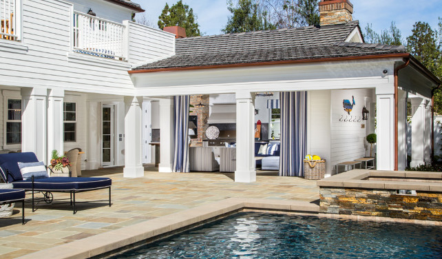 Pool backyard with entertaining area. Legacy Custom Homes, Inc.