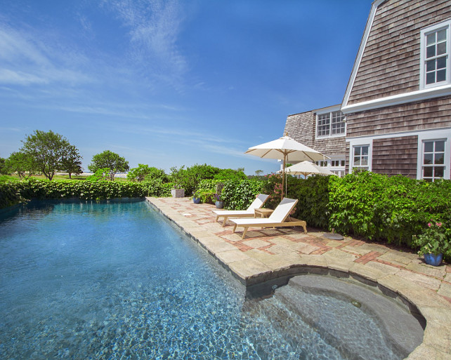 Pool. Pool on the side of the house. The pool of this beach house in the Hamptons is located on the side of the house for better convinience. #Pool