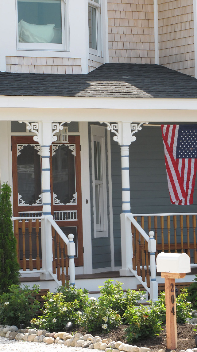 Porch. Porch with flag. Porch Landscaping. Porch stairs. #Porch #FrontPorch #Flag