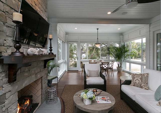 Porch. This Screened Porch is perfect in any kind of weather. #Porch #ScreenedPorch #Sunroom