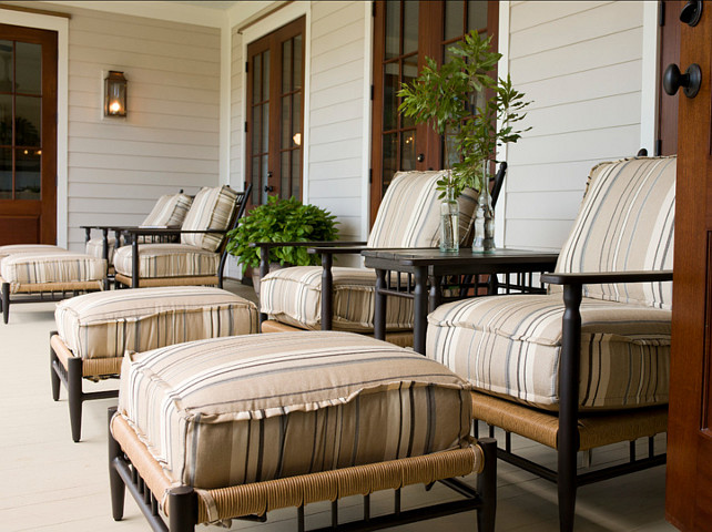 Porch. Wonderful back porch for chillin' and relaxing. Patio furniture is by Lloyd Flanders Coastal Living Low Country Collection. #Porch #OutdoorFurniture
