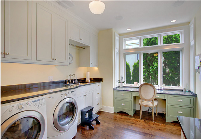  Laundry Room Design. The counter in this laundry room is slightly higher than typical but works well for laundry folding. #LaundryRoom #laundryRoomDesign