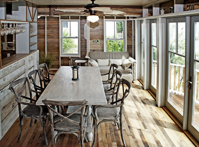 Reclaimed wood dining room. #ReclaimedWood #DiningRoom OUTinDesign.