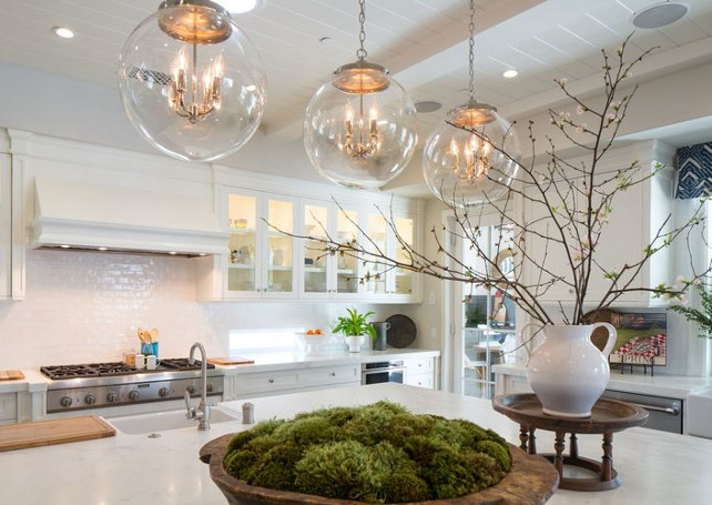 Regina Andrew Large Globe Pendants. Kitchen Lighting. Kitchen with Regina Andrew Large Globe Pendants. #ReginaAndrewLargeGlobePendants Kelly Nutt Design.