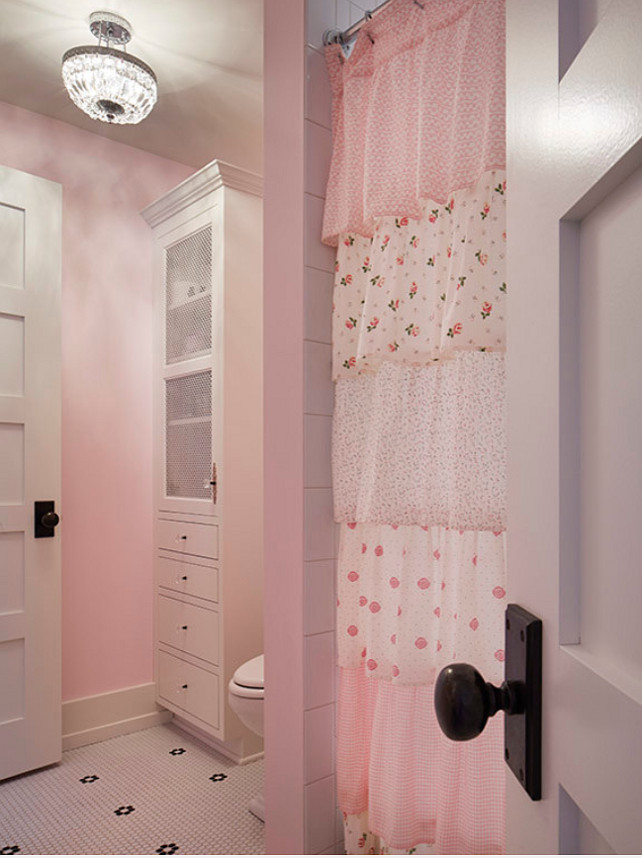 Ruffle Shower Curtain. Kids Ruffle Shower Curtain. Kids Bathroom Ruffle Shower Curtain. #RuffleShowerCurtain Martha O'Hara Interiors.