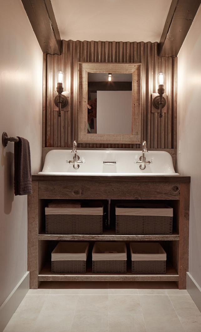 Rustic Bathroom. Rustic Bathroom Cabinet. Rustic Bathroom with reclaimed wood Cabinet. #RusticBathroom #RusticBathroomCabinet #ReclaimedWoodcabinet #Bathroom Artistic Designs for Living.