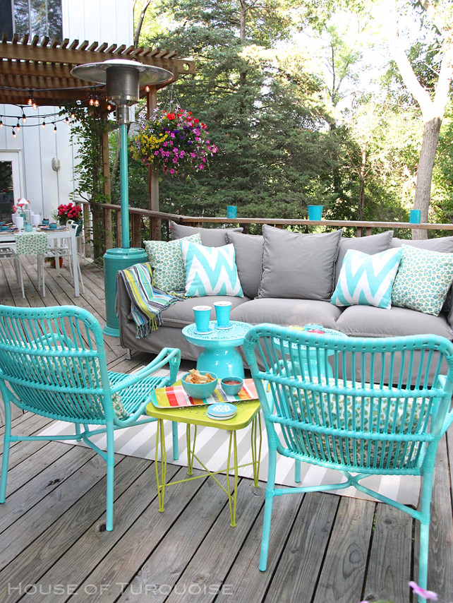 Turquoise Furniture. Turquoise outdoor furniture ideas. Turquoise patio decor. #Turquoise #Patio #Furniture #Deck House of Turquoise.