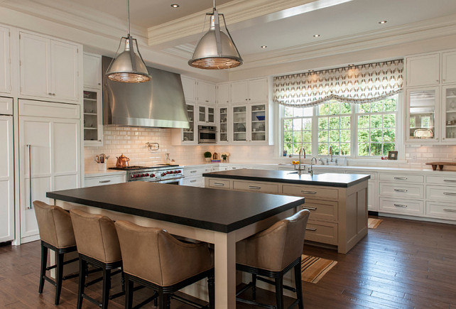 Two Islands Kitchen Ideas. Kitchen with two island. Two kitchen islands in kitchen. Double kitchen islands. #KitchenIslands #TwoIslandsKitchen #DoubleKitchenIslands #TwoKitchenIslands #Kitchen
