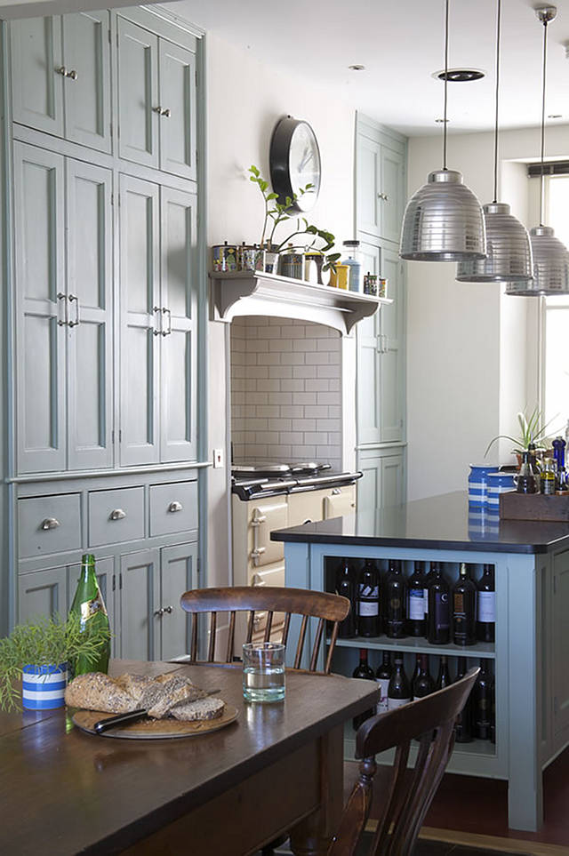 Farrow and Ball Green Blue Mouse's Back kitchen