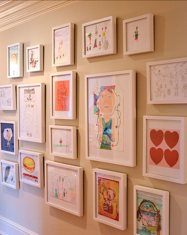 Picture Gallery. Display your kids arts! Cute idea! #Kids #Homedecor