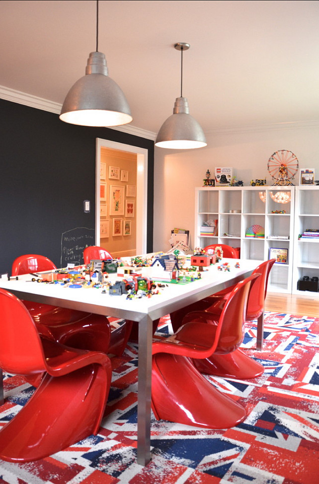 Kids Playroom Ideas. This is a great playroom, lego room, workstation for kids. #Playroom