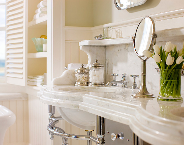 Bathroom Vanity Design. Classic marble bathroom vanity. #Bathroom #Vanity