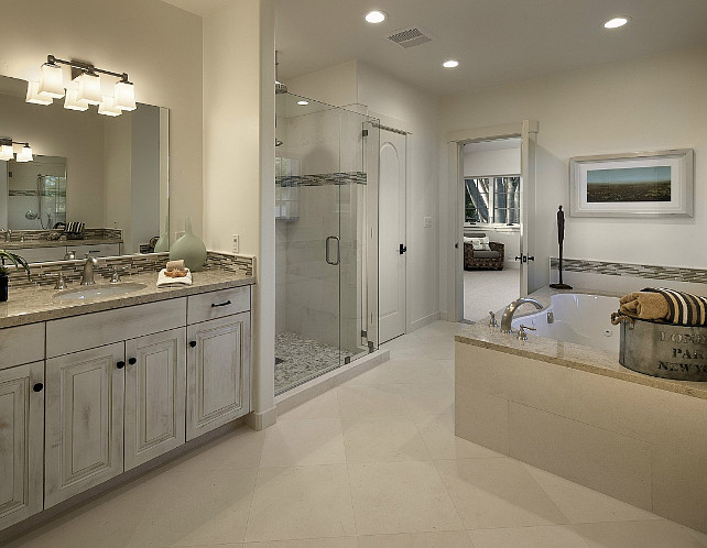 Bathroom Ideas. This is a great bathroom design for resale of your home. It's beautiful and neutral. #Bathroom 