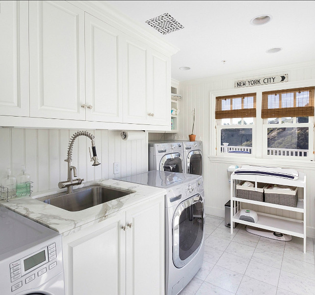 Laundry Room Ideas. This is a great laundry room. I love the double machines! #LaundryRoom