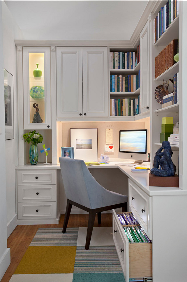 Home Office. Small Home Office Ideas. Convert a small space to a polished eye-catching and functional home office. #HomeOffice #SmallSpaces