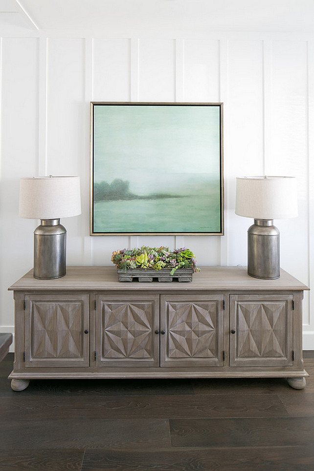 Foyer. Foyer Furniture. Foyer Console. Foyer Sideboard. Foyer Table Lamps. Foyer Lighting. Foyer Art. Foyer Decor. Coastal Foyer. Foyer Flooring. Foyer Wall Paneling. Board and batten Foyer. #Foyer Brooke Wagner Design.